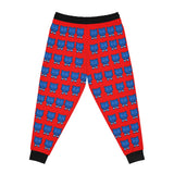 ZeLimited Blue Bear Men's Athletic Joggers (Red with Black)
