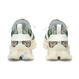 PARIZ Pale Blush and Creamy White Peonies Women's Athletic Sneakers