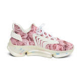 PARIZ Pastel Pink Peonies Women's Athletic Sneakers