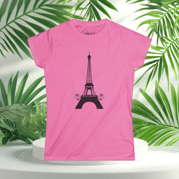 PARIZ - Eiffel Tower Women's Softstyle Tee, Paris Love Shirt, Travel Fashion Tee, Casual Summer Top, Tourist Gift, Graphic Tee