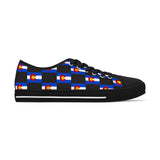 Checkered Colorado Flag Women's Low Top Sneakers (Black Background)