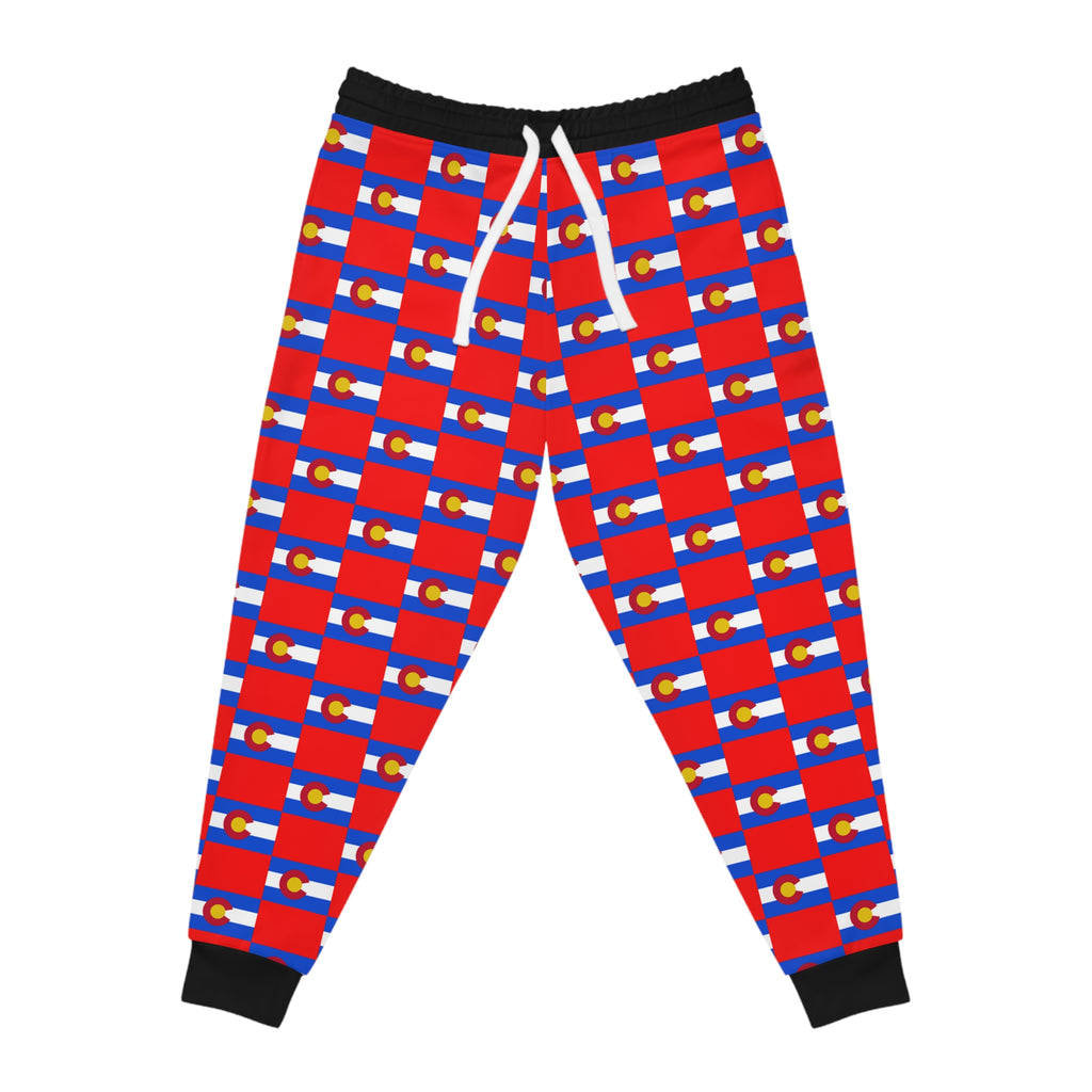ZeLimited Colorado Checkered Flag Athletic Joggers (Black with Red)