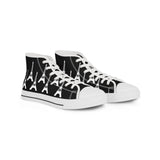 PARIZ Eiffel Tower Men's High Top Sneakers (Black with White)