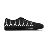 PARIZ Eiffel Tower Women's Low Top Sneakers (black with white)