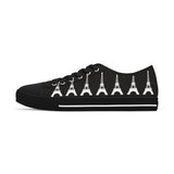 PARIZ Eiffel Tower Women's Low Top Sneakers (black with white)