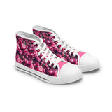 PARIZ Pink Peonies Women's High Top Sneakers