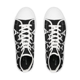 PARIZ Eiffel Tower Men's High Top Sneakers (Black with White)