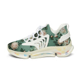 PARIZ Pale Blush and Creamy White Peonies Women's Athletic Sneakers