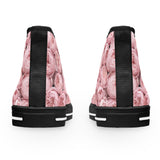PARIZ Pastel Pink Peonies Women's High Top Sneakers