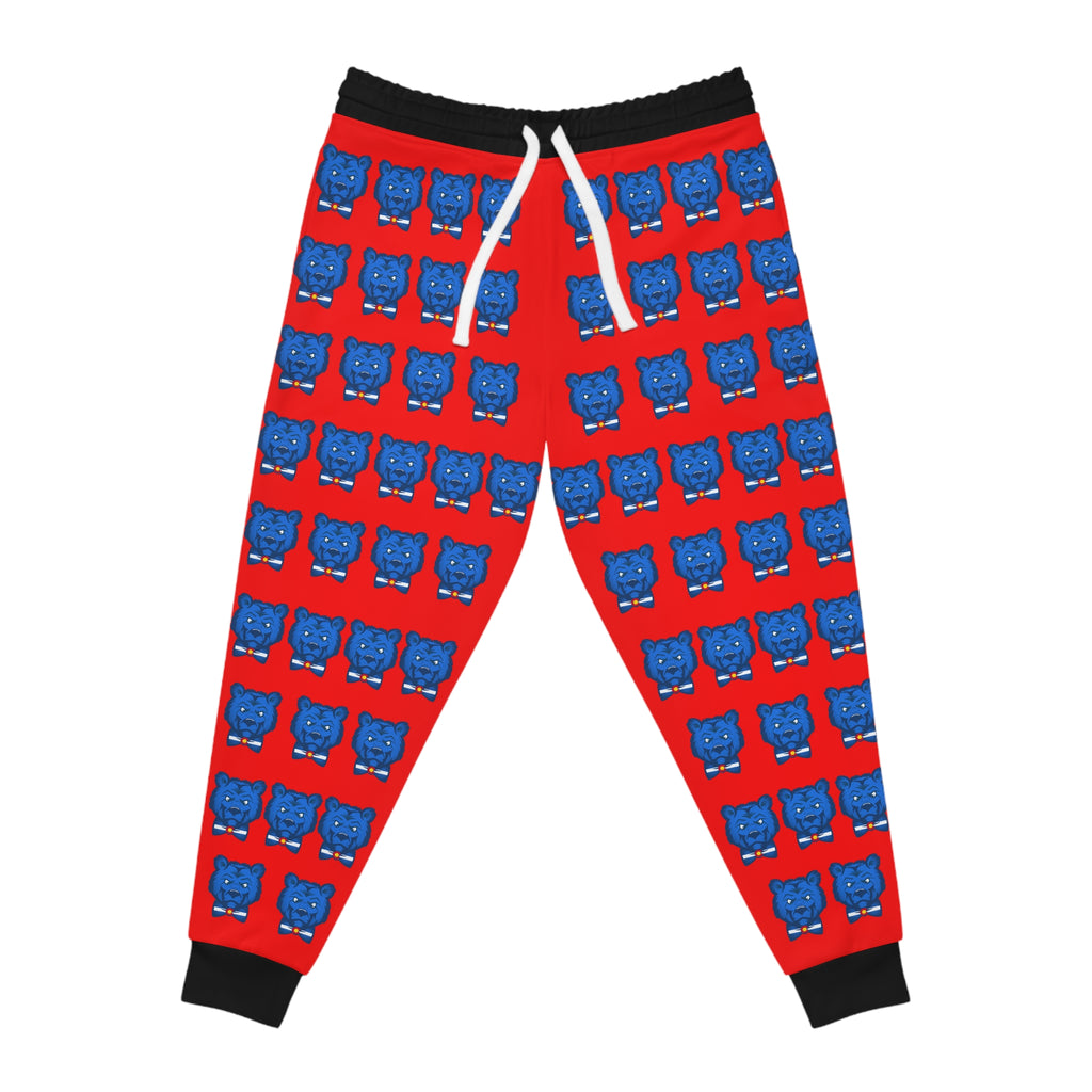 ZeLimited Blue Bear Men's Athletic Joggers (Red with Black)