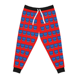 ZeLimited Blue Bear Men's Athletic Joggers (Red with Black)