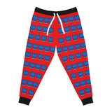 ZeLimited Blue Bear Men's Athletic Joggers (Red with Black)