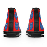 Blue Bear Women's High Tops (Red background)