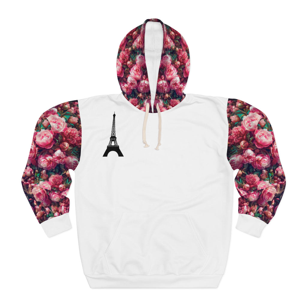 PARIZ Pink Peonies Hoodie (White with Peonies)