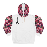 PARIZ Pink Peonies Hoodie (White with Peonies)