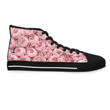PARIZ Pastel Pink Peonies Women's High Top Sneakers
