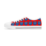 Blue Bear Women's Low Top Sneakers (Red Background)