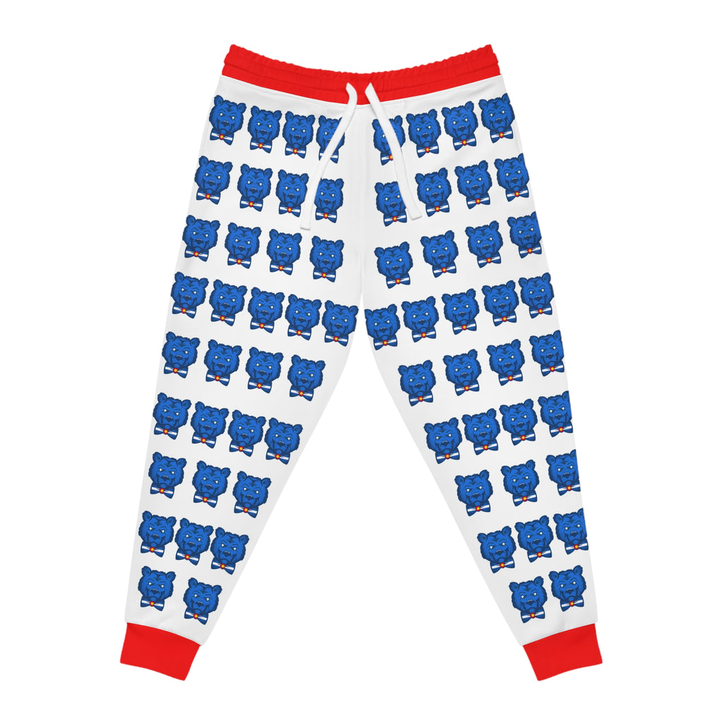 ZeLimited Blue Bear Men's Athletic Joggers (White with Red)