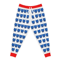 ZeLimited Blue Bear Men's Athletic Joggers (White with Red)