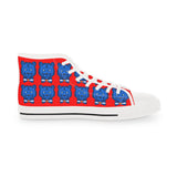 Blue Bear Men's High Top Sneakers (Red background)