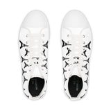 PARIZ Eiffel Tower Men's High Top Sneakers (White with Black)