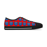Blue Bear Women's Low Top Sneakers (Red Background)