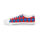 Blue Bear Men's Low Top Sneakers (Red background)