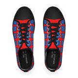 Blue Bear Men's Low Top Sneakers (Red background)