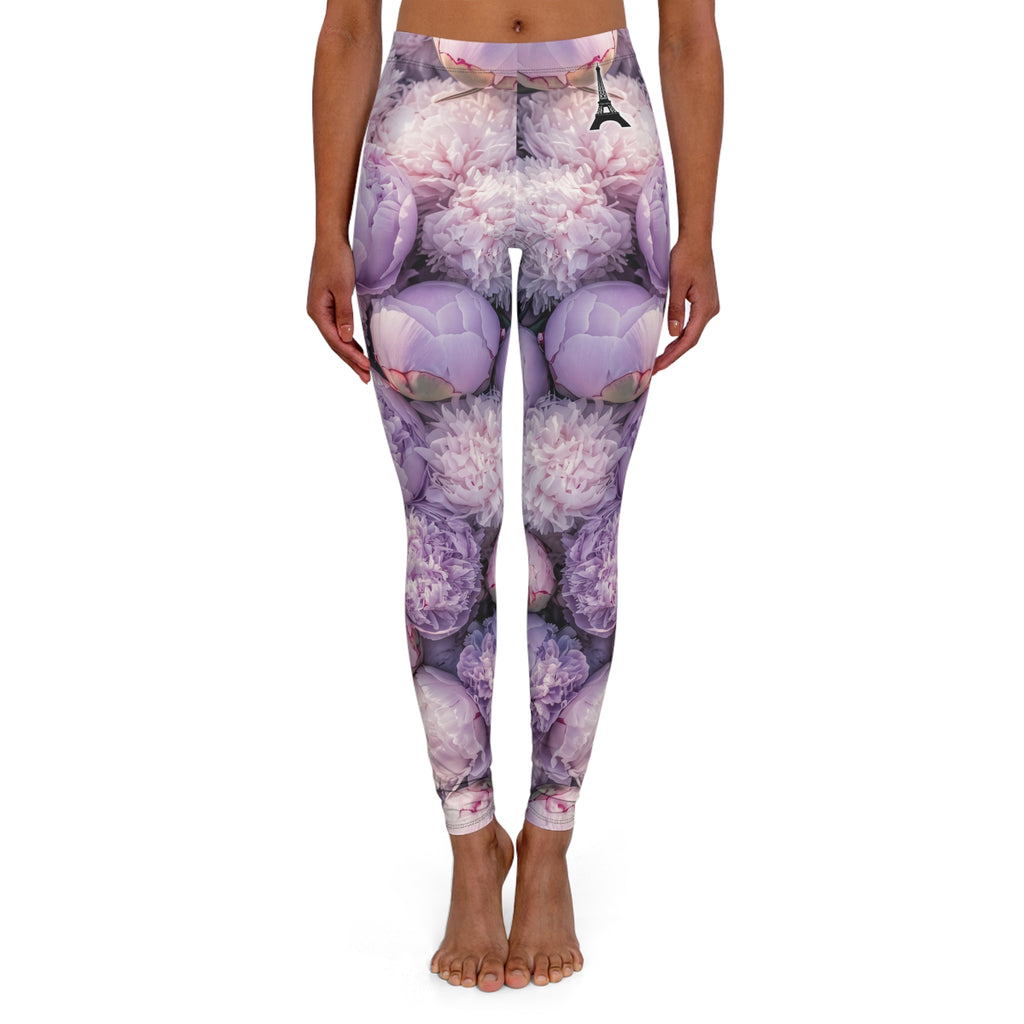 PARIZ Lavender Peonies Leggings (black logo)