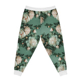 PARIZ Pale Blush and Creamy White Peonies Joggers (White Trim)
