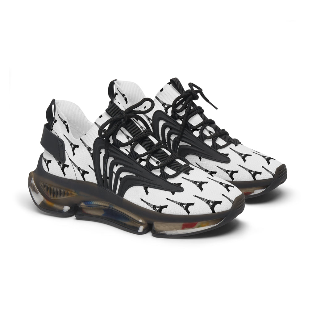 PARIZ Eiffel Tower Women's Mesh Sneakers (White with Black)