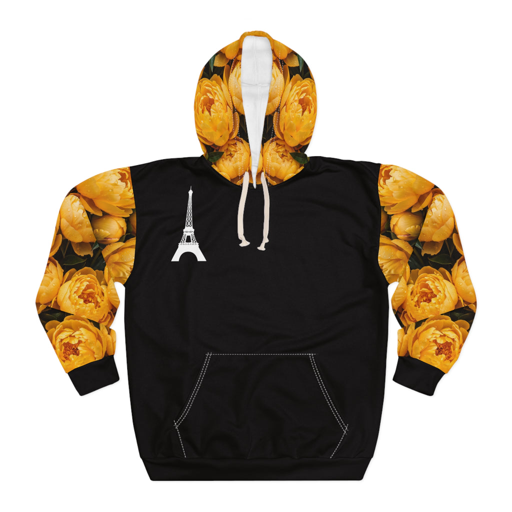 PARIZ Yellow Peonies Hoodie (Black with Peonies)