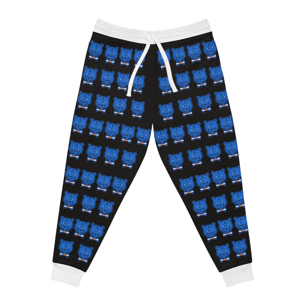 ZeLimited Blue Bear Men's Athletic Joggers (Black with White)
