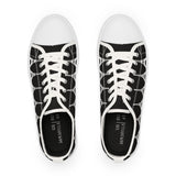 PARIZ Eiffel Tower Men's Low Top Sneakers (Black with White)