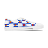 Colorado Checkered Flag Women's Low Tops (Red Background)