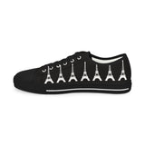 PARIZ Eiffel Tower Men's Low Top Sneakers (Black with White)