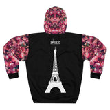 PARIZ Pink Peonies Hoodie (All Black)