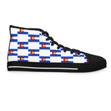 Colorado Checkered Flag Women's High Tops (white background)