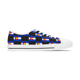 Checkered Colorado Flag Women's Low Top Sneakers (Black Background)