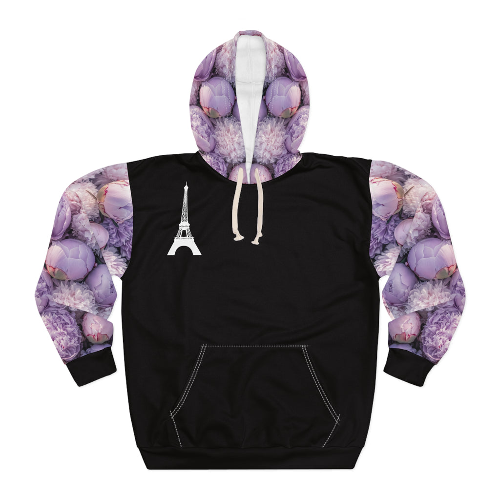 PARIZ Lavender Peonies Hoodie (Black with Peonies)