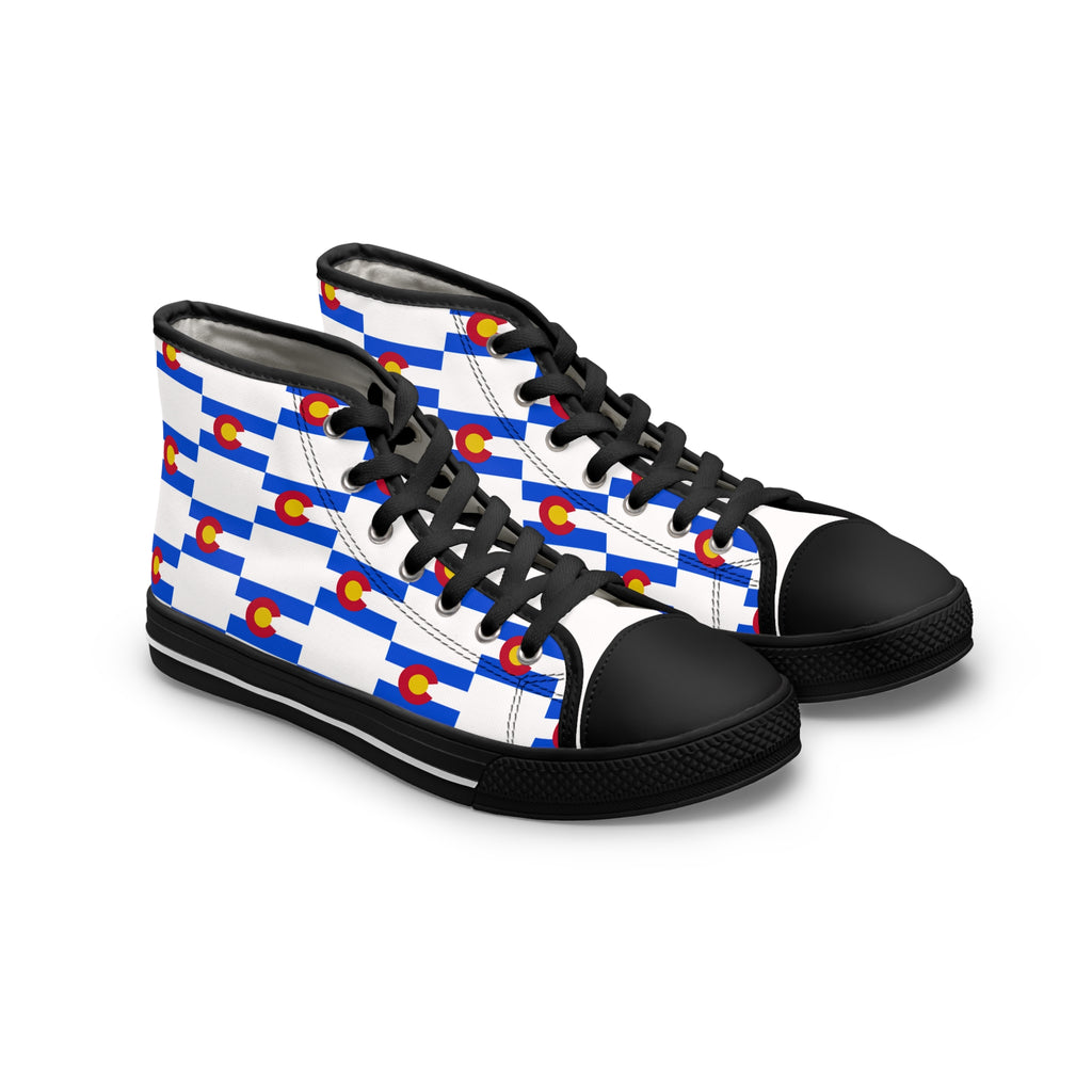 Colorado Checkered Flag Women's High Tops (white background)