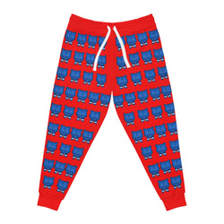 ZeLimited Blue Bear Men's Athletic Joggers (All Red)