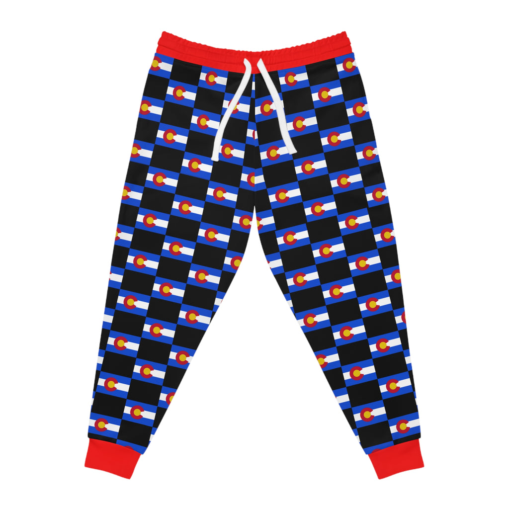 ZeLimited Colorado Checkered Flag Athletic Joggers (Red with black)