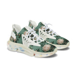 PARIZ Pale Blush and Creamy White Peonies Women's Athletic Sneakers