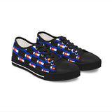 Checkered Colorado Flag Women's Low Top Sneakers (Black Background)