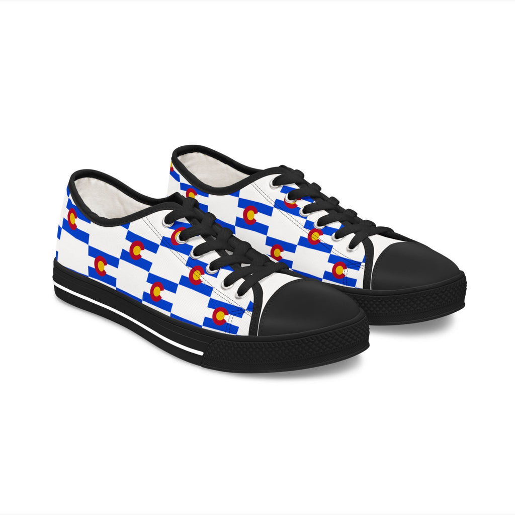 Colorado Checkered Flag Women's Low Tops (Red Background)