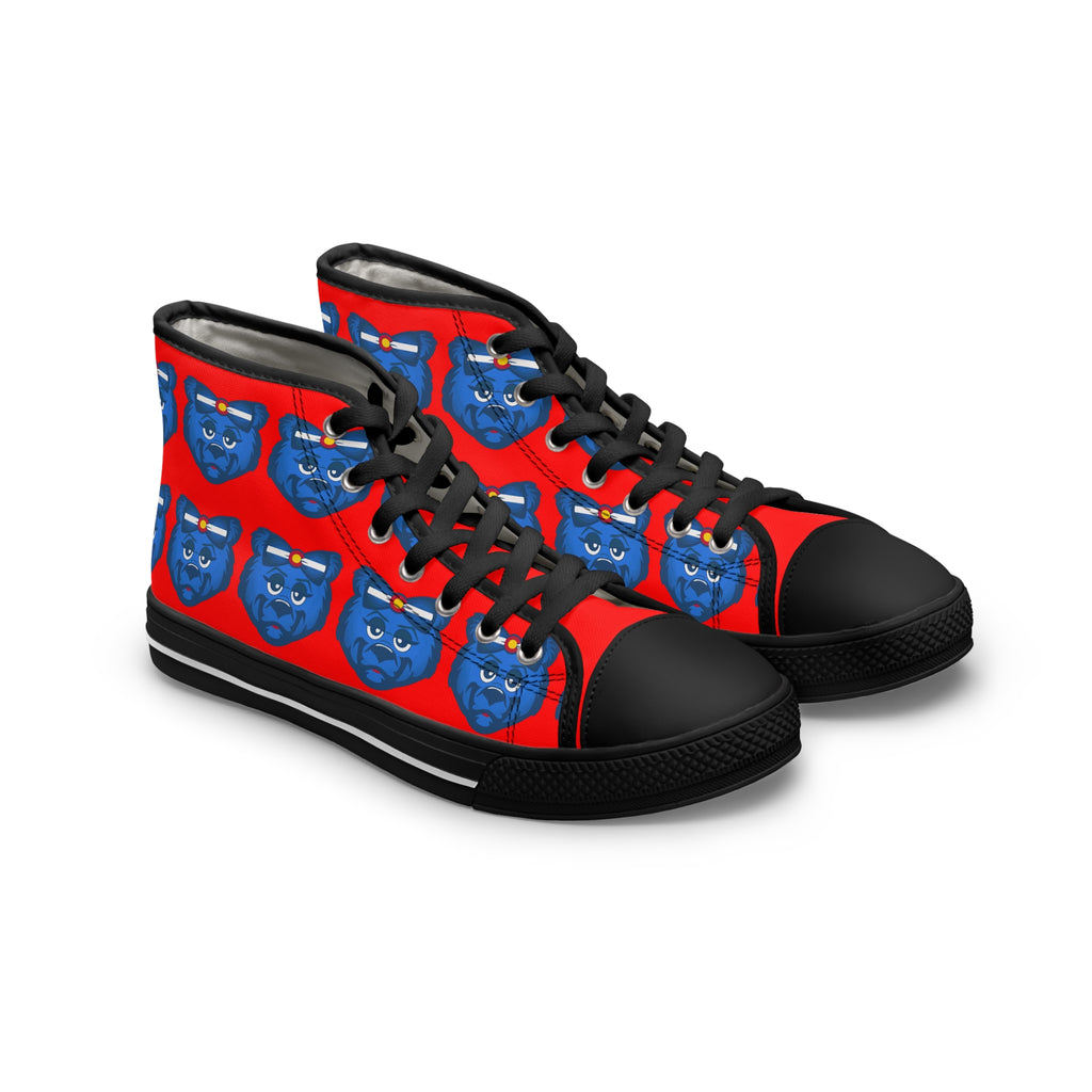 Blue Bear Women's High Tops (Red background)