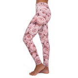 PARIZ Pastel Pink Peonies Leggings (white logo)