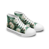 PARIZ Pale Blush and Creamy White Peonies Women's High Top Sneakers