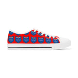 Blue Bear Women's Low Top Sneakers (Red Background)